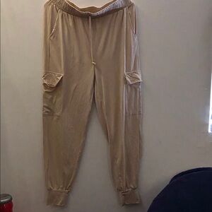 Women's Tan Cargo Jogger Pants